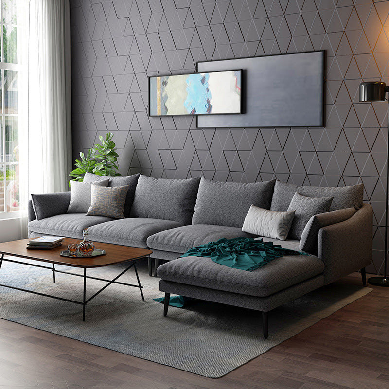 Gray 4/5-seater Sloped Arm Sectional Fabric Slipcovered Sectional