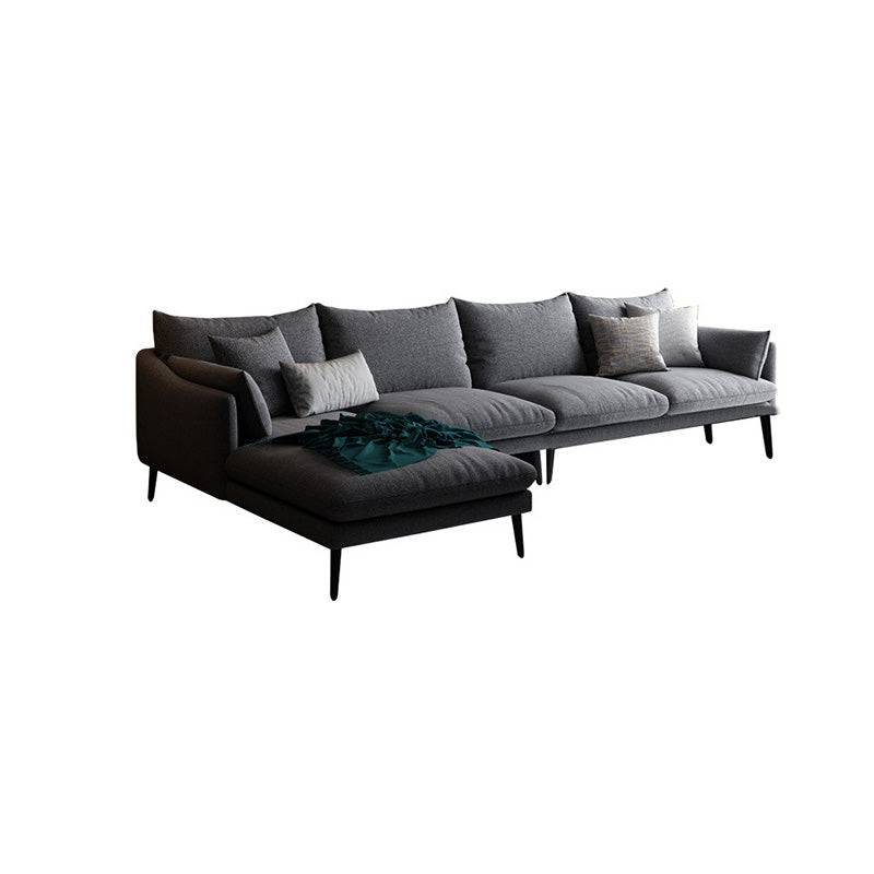 Gray 4/5-seater Sloped Arm Sectional Fabric Slipcovered Sectional