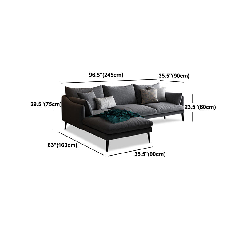 Gray 4/5-seater Sloped Arm Sectional Fabric Slipcovered Sectional