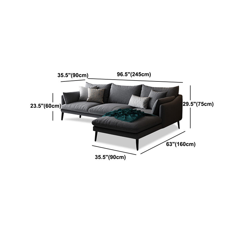 Gray 4/5-seater Sloped Arm Sectional Fabric Slipcovered Sectional