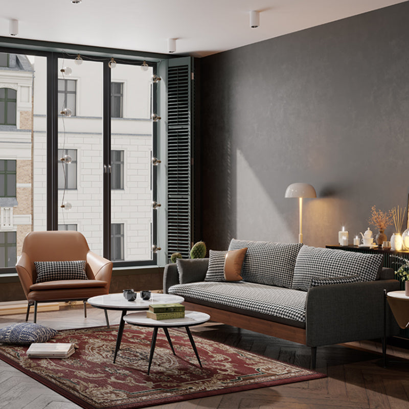 29.9" H Contemporary Linen Blend Square Arm Sofa for Living Room