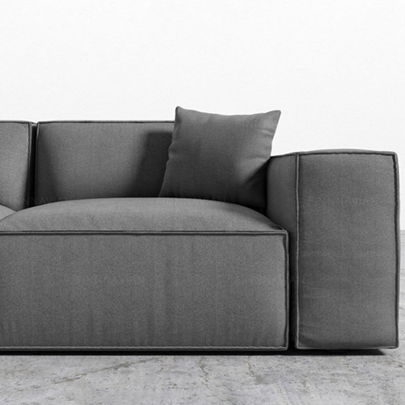 Square Arm Sectional Sofa Gray 4-seat Sofa & Chaise with 4 Pillows