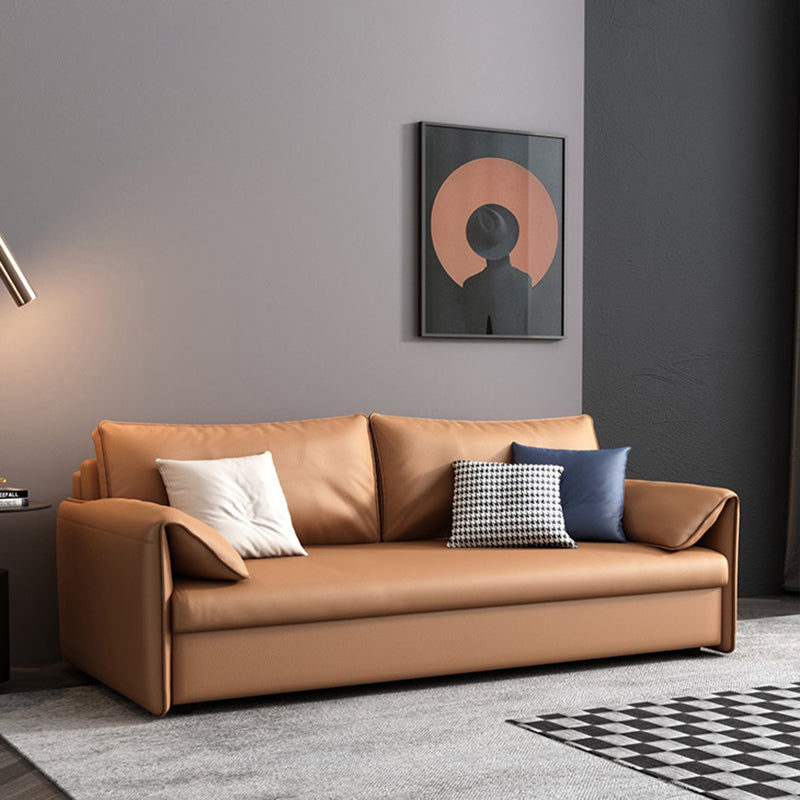 Contemporary Faux Leather Pillow Top Arm Sofa Bed for Living Room