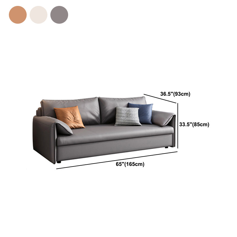 Contemporary Faux Leather Pillow Top Arm Sofa Bed for Living Room