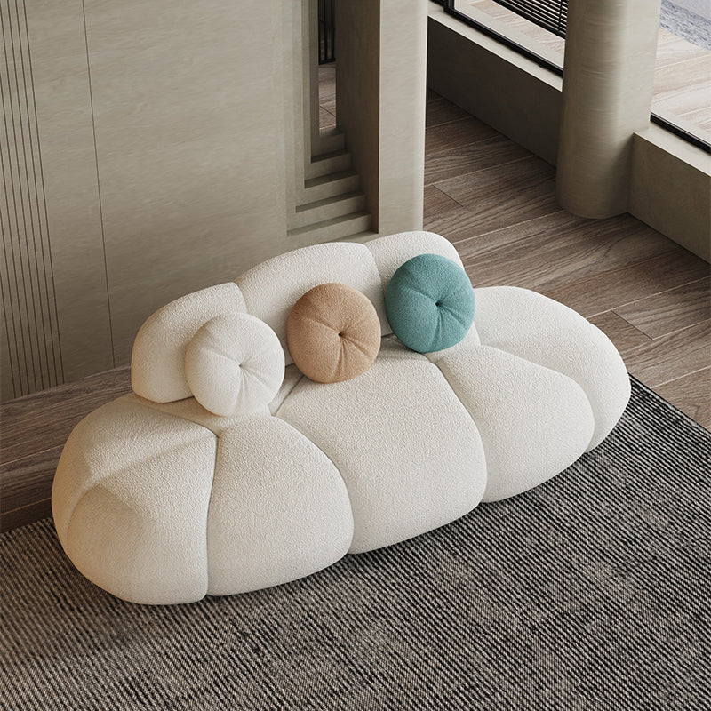 29.5" H Contemporary White Wool Sewn Pillow Back Armless Sofa for Apartment