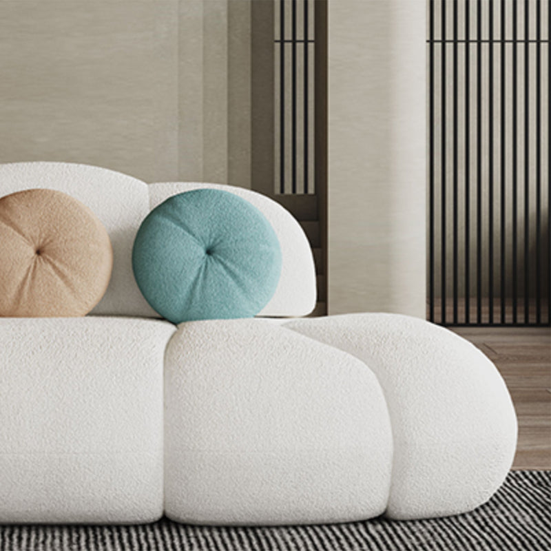 29.5" H Contemporary White Wool Sewn Pillow Back Armless Sofa for Apartment