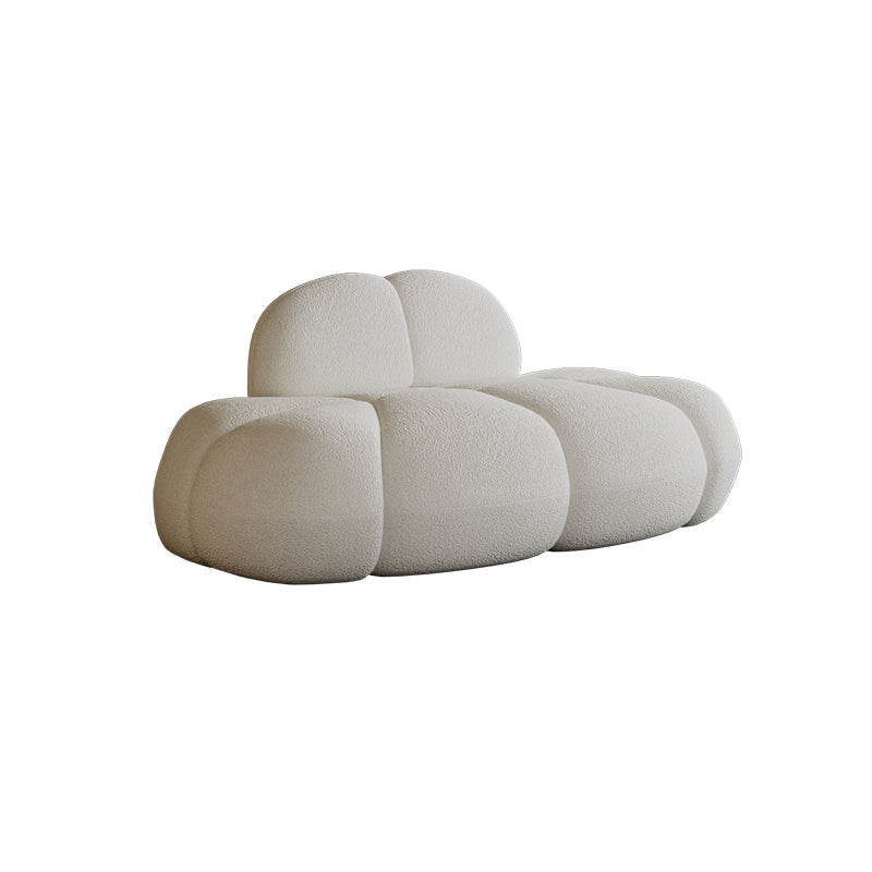 29.5" H Contemporary White Wool Sewn Pillow Back Armless Sofa for Apartment