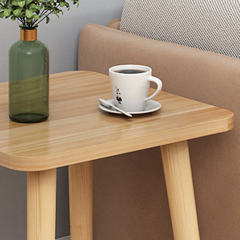 Contemporary Square End Table 4 Legs Solid Wood Side Table, 16.5" Tall