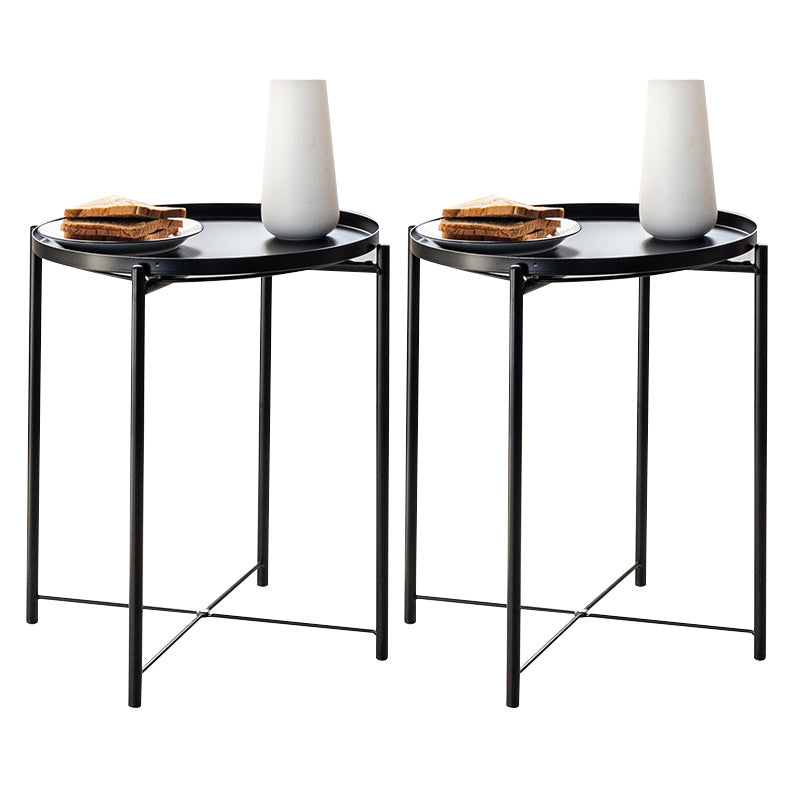 Tray Top Cross Legs End Table Contemporary Round Side End Table