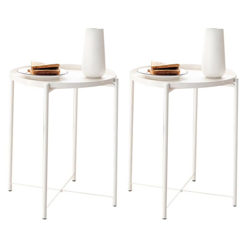 Tray Top Cross Legs End Table Contemporary Round Side End Table