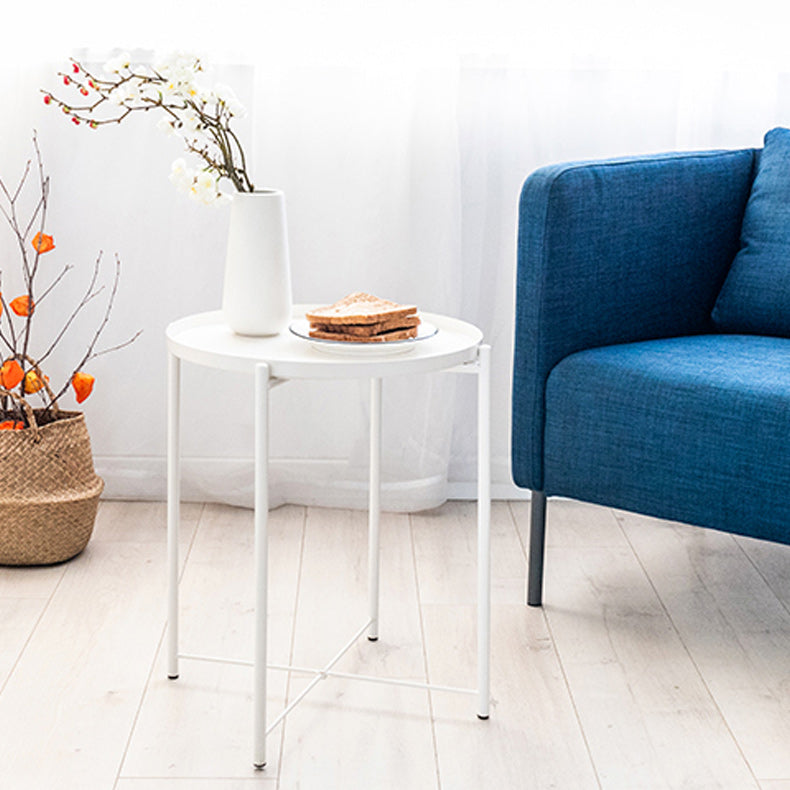 Tray Top Cross Legs End Table Contemporary Round Side End Table