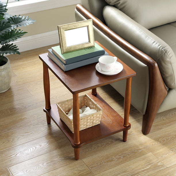 Modernistic Solid 4 Legs Wood End Table Rectangular Side Table