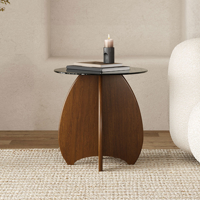 Contemporary Style Side End Table Solid Wood Sofa Side Accent Table Round Side End Table