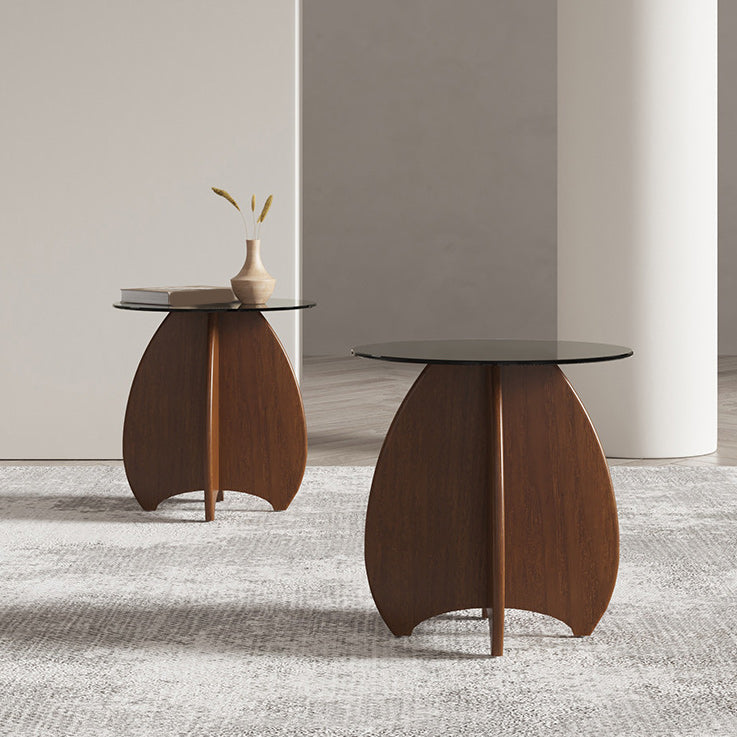 Contemporary Style Side End Table Solid Wood Sofa Side Accent Table Round Side End Table