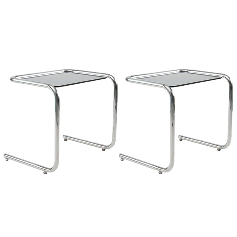 Modernistic Glass Top Corner Table Metal C Side Table for Living Room