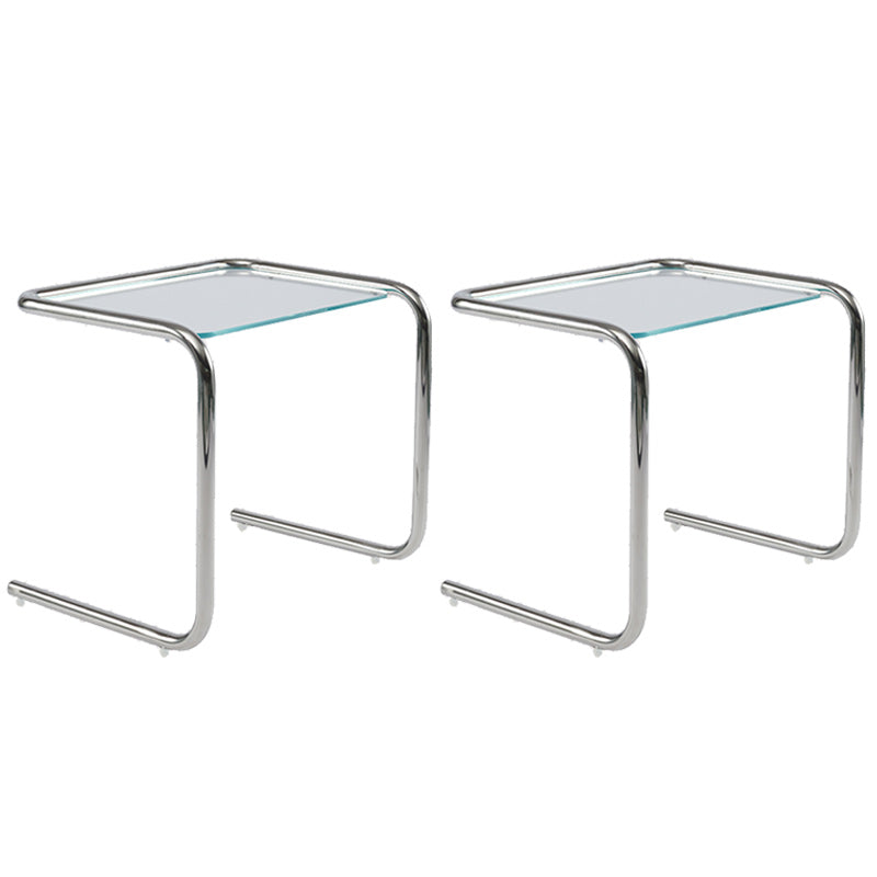 Modernistic Glass Top Corner Table Metal C Side Table for Living Room