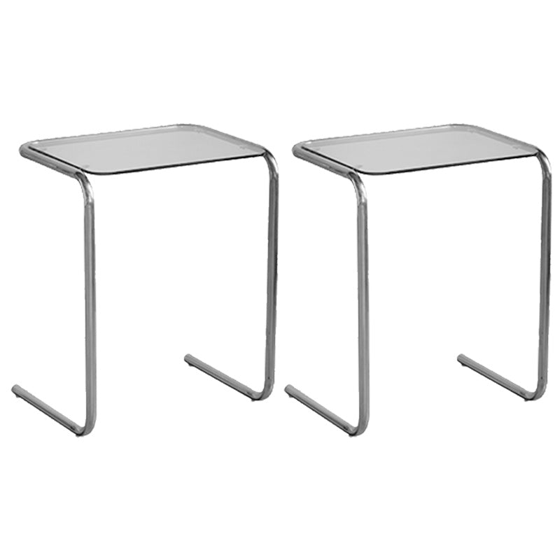 Modernistic Glass Top Corner Table Metal C Side Table for Living Room