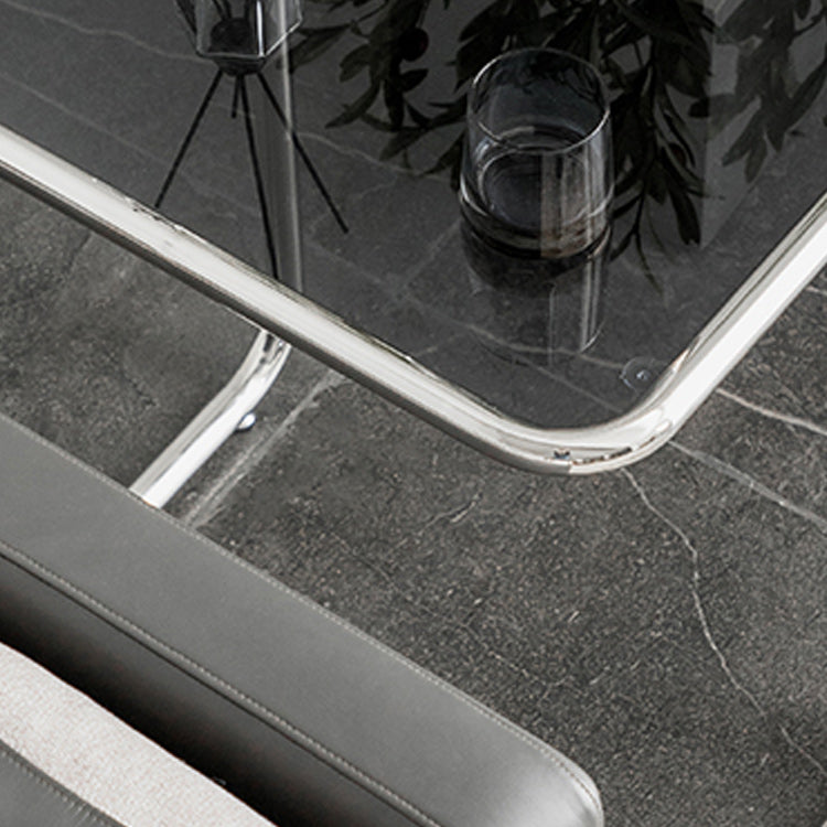 Modernistic Glass Top Corner Table Metal C Side Table for Living Room
