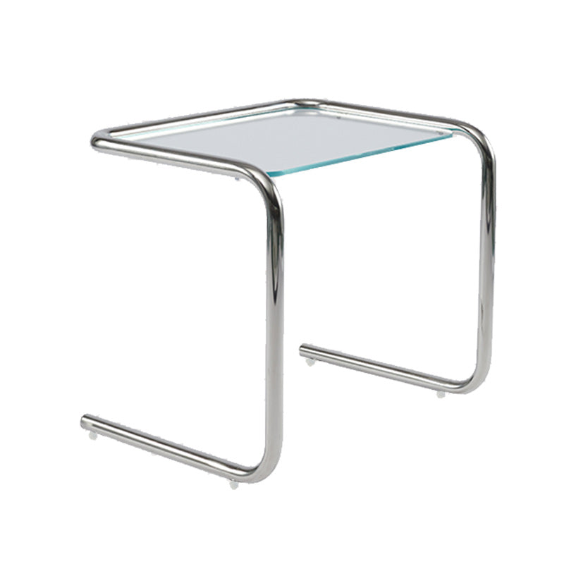 Modernistic Glass Top Corner Table Metal C Side Table for Living Room