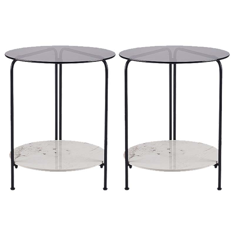 Contemporary Rectangular/Round Side End Table Glass Top Corner Table