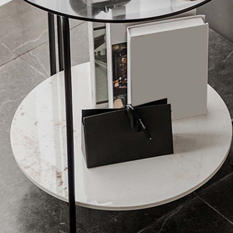 Contemporary Rectangular/Round Side End Table Glass Top Corner Table