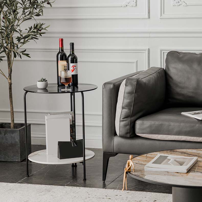 Contemporary Rectangular/Round Side End Table Glass Top Corner Table
