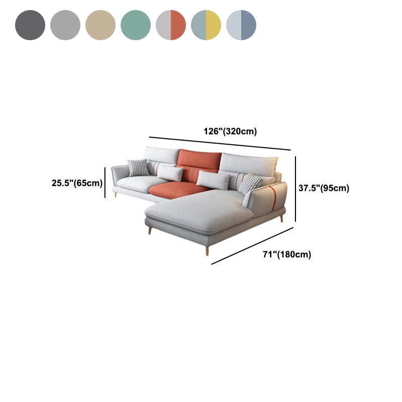 Contemporary Cushions Recessed Arm Living Room Fabric Stationary Sofa Chaise