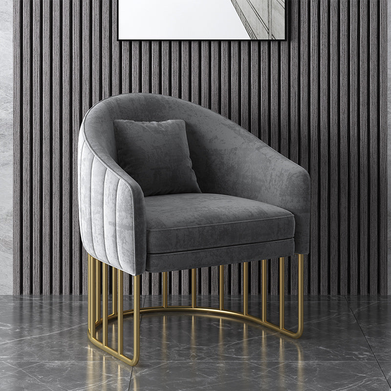 Velvet Barrel Accent Chair 27.55" Wide Arms Included Chair with Golden Legs