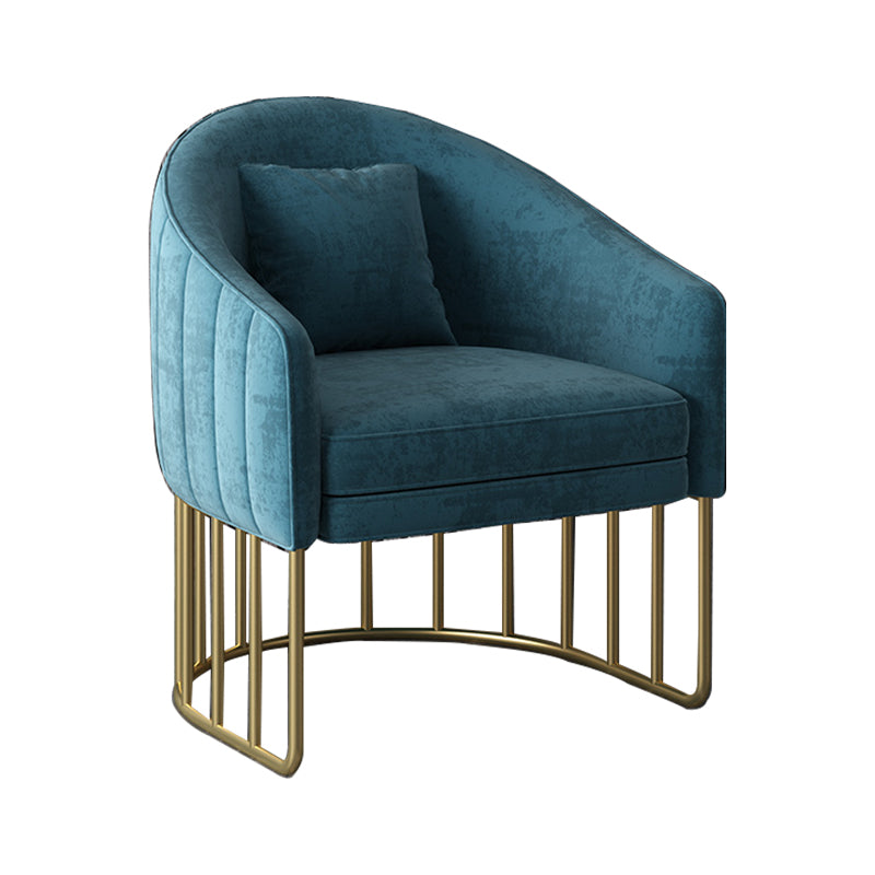 Velvet Barrel Accent Chair 27.55" Wide Arms Included Chair with Golden Legs