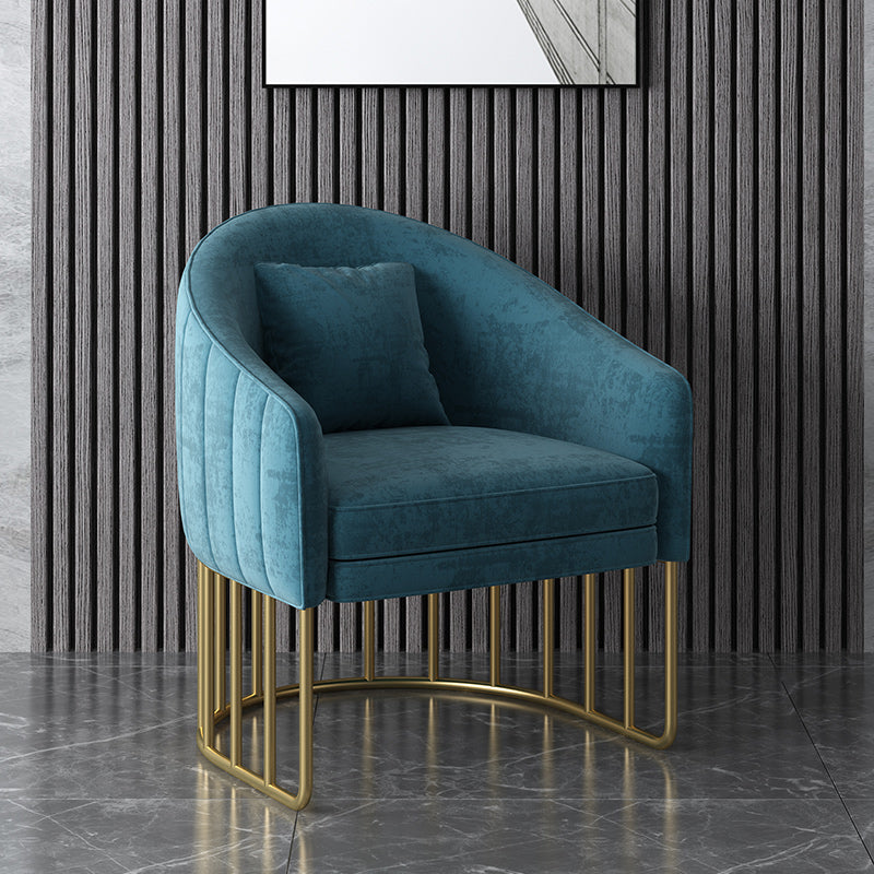 Velvet Barrel Accent Chair 27.55" Wide Arms Included Chair with Golden Legs