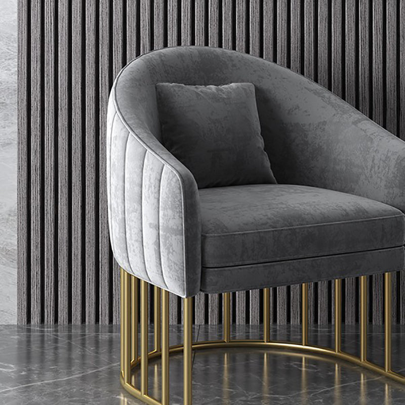Velvet Barrel Accent Chair 27.55" Wide Arms Included Chair with Golden Legs
