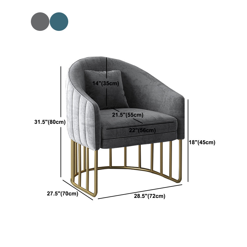 Velvet Barrel Accent Chair 27.55" Wide Arms Included Chair with Golden Legs