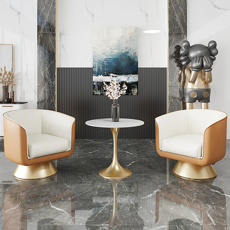 25.59" Wide Barrel Chair Faux Leather Arms Included Chair for Living Room