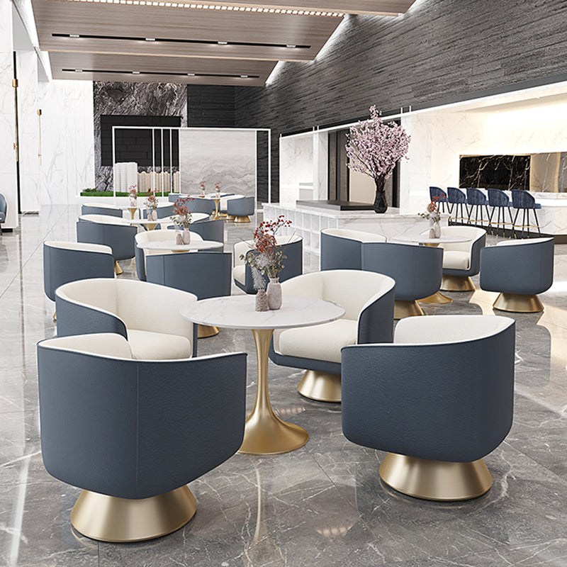 25.59" Wide Barrel Chair Faux Leather Arms Included Chair for Living Room