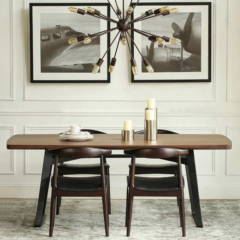 Rectangle Dining Table Pine Solid Wood Dining Table with Sled Base