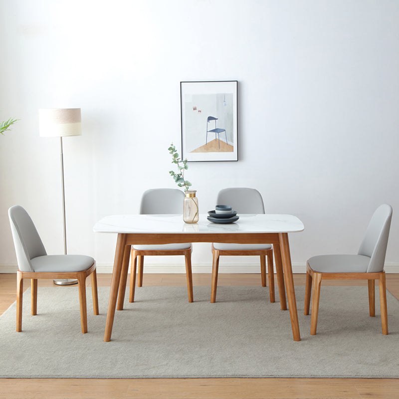 Stone Dining Table Traditional Luxury Dining Table with Solid Wood Base