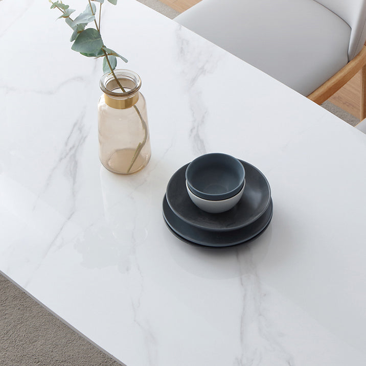 Stone Dining Table Traditional Luxury Dining Table with Solid Wood Base