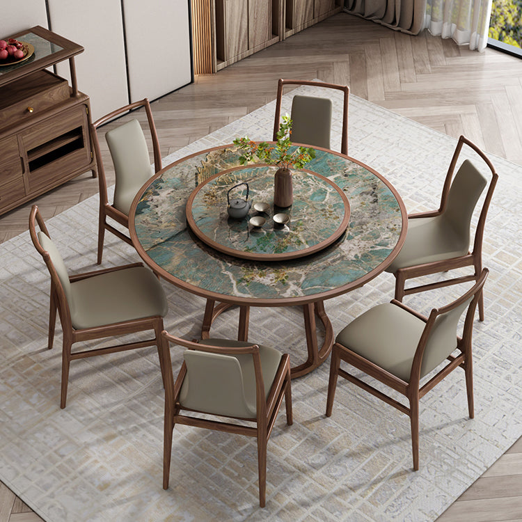 Round Dining Table Modern Wood Pedestal Base Dining Table for Kitchen