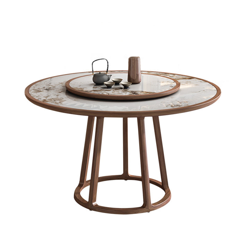 Round Dining Table Modern Wood Pedestal Base Dining Table for Kitchen