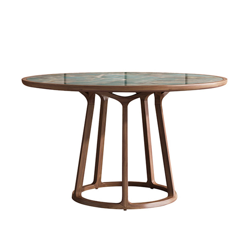 Round Dining Table Modern Wood Pedestal Base Dining Table for Kitchen