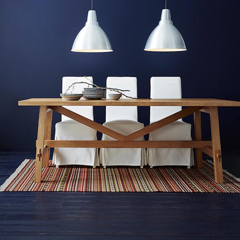 Rectangular Trestle Base Dining Table Modern Solid Wood Natural Furniture for Restaurant