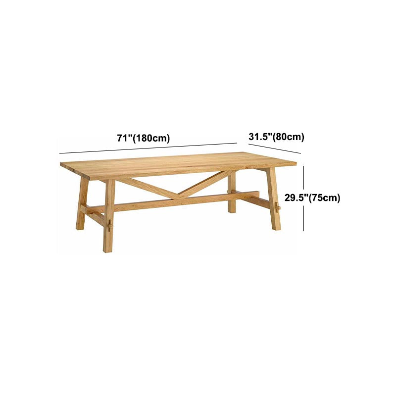 Rectangular Trestle Base Dining Table Modern Solid Wood Natural Furniture for Restaurant