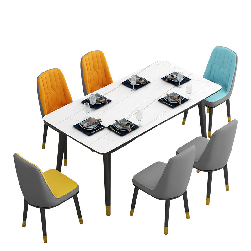 Rectangular Sintered Stone Dining Table Luxury 4 Legs Furniture in Matte Finish for Home
