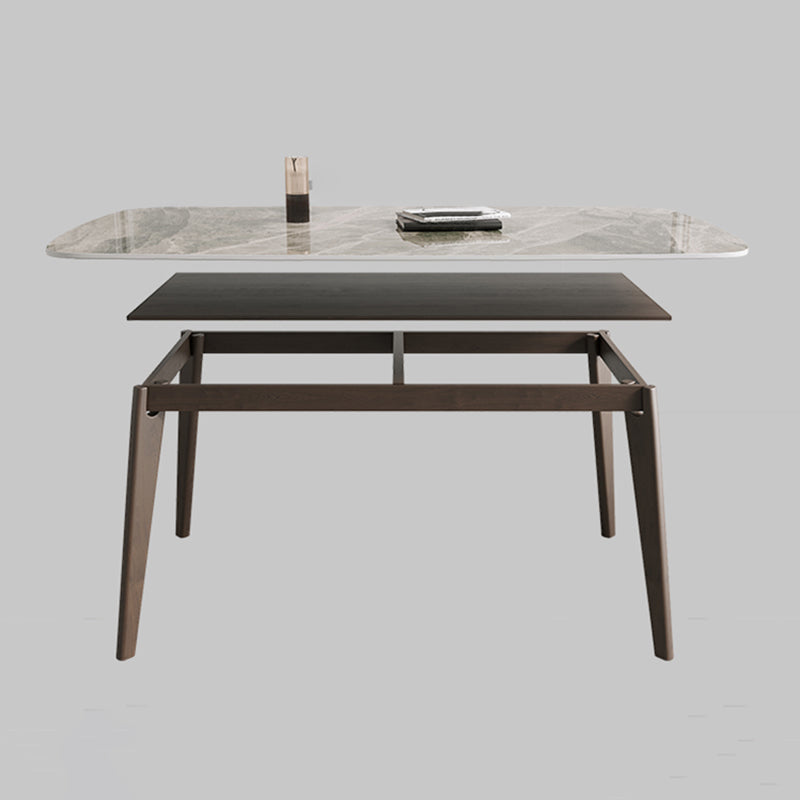 Rectangle Dining Table Oak Solid Wood Base Dining Table with 4 Legs