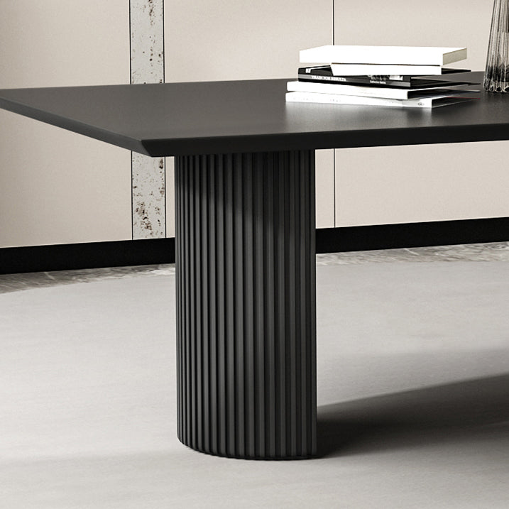 Pine Solid Wood Dining Table Double Pedestal Table in Black for Kitchen