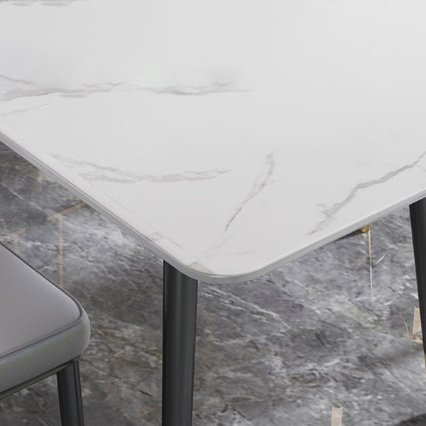 Rectangular Sintered Stone Dining Table Luxury Furniture with 4 Legs in Matte Finish Home