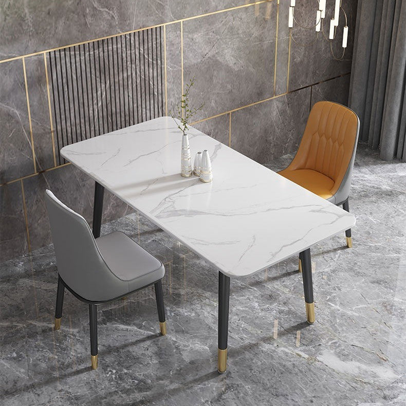 Rectangular Sintered Stone Dining Table Luxury Furniture with 4 Legs in Matte Finish Home