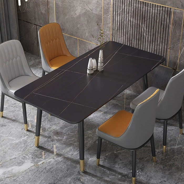 Rectangular Sintered Stone Dining Table Luxury Furniture with 4 Legs in Matte Finish Home