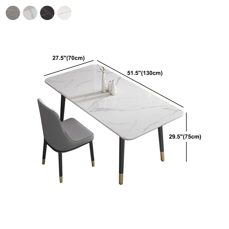 Rectangular Sintered Stone Dining Table Luxury Furniture with 4 Legs in Matte Finish Home