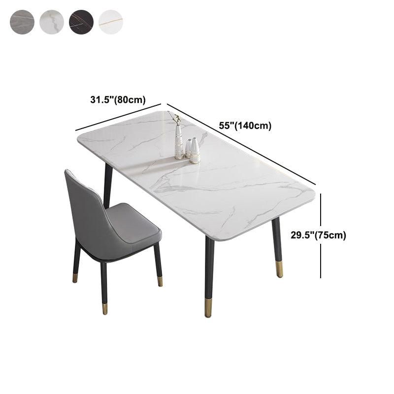 Rectangular Sintered Stone Dining Table Luxury Furniture with 4 Legs in Matte Finish Home